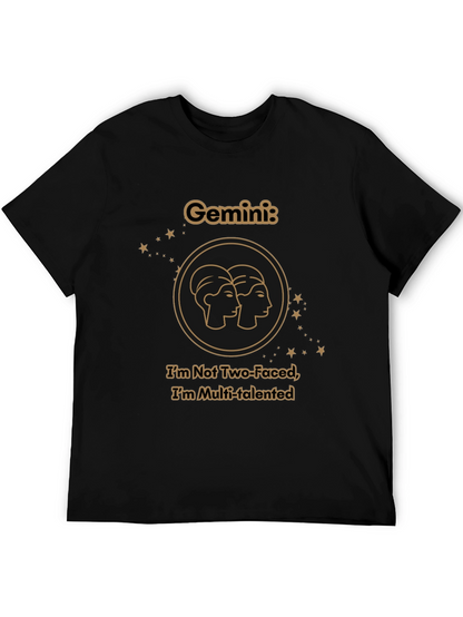 Gemini Zodiac T-Shirt - Two Faced Multi-Talented Black Tee