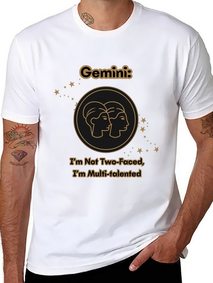 Gemini Zodiac T-Shirt - Two Faced Multi-Talented Black Tee