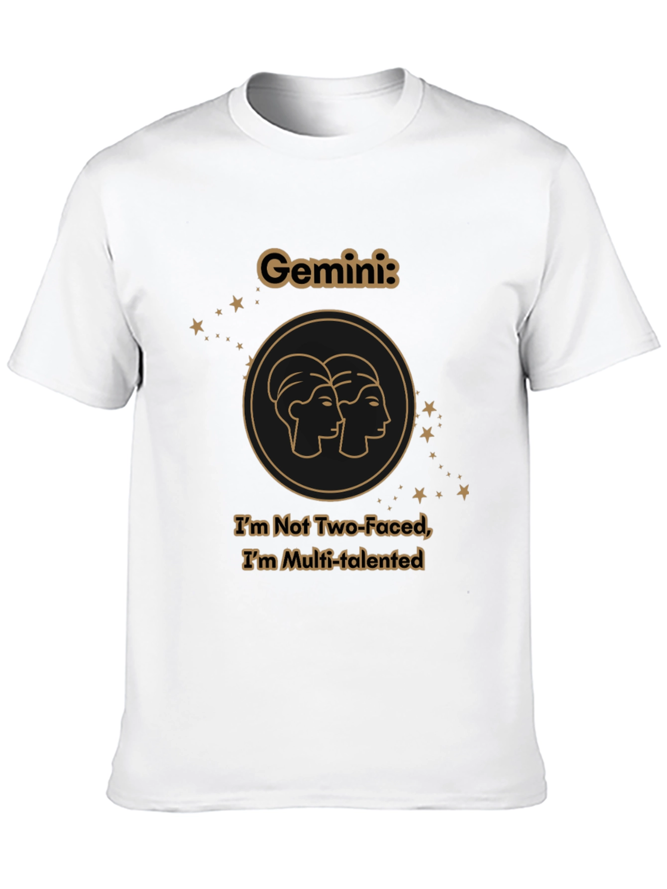 Gemini Zodiac T-Shirt - Two Faced Multi-Talented Black Tee