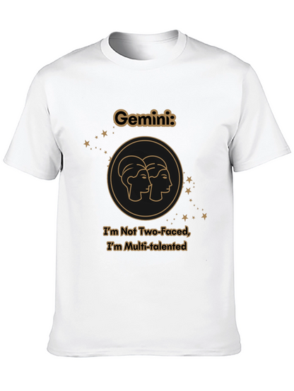 Gemini Zodiac T-Shirt - Two Faced Multi-Talented Black Tee