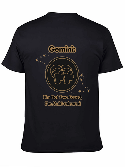 Gemini Zodiac T-Shirt - Two Faced Multi-Talented Black Tee
