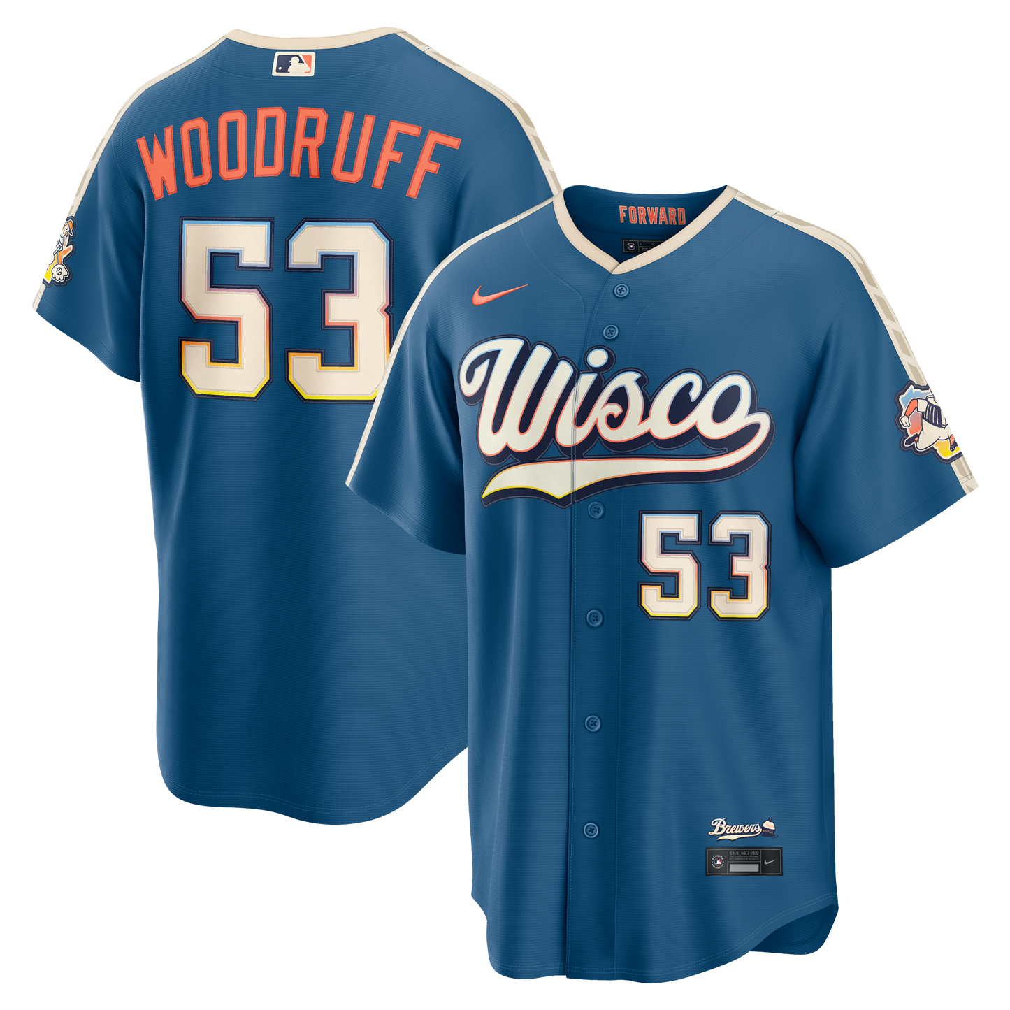 Brandon Woodruff Milwaukee Brewers Nike 2026 City Connect Stadium Jersey - Mineral Blue
