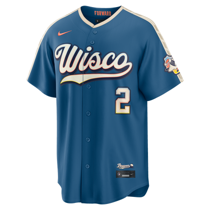 Brice Turang Milwaukee Brewers Nike 2026 City Connect Stadium Jersey - Mineral Blue