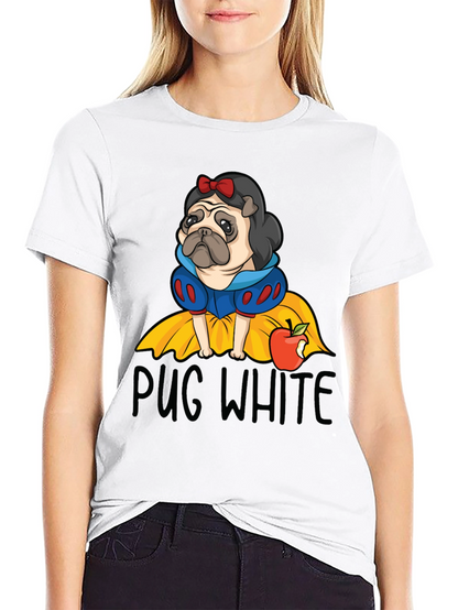 Pug White Graphic Tee - Unisex Cotton T-Shirt