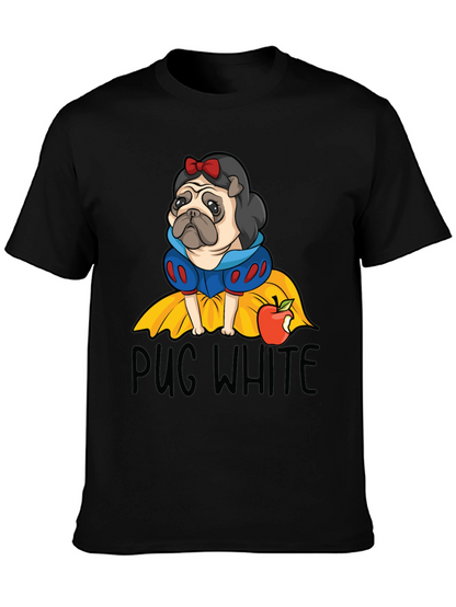 Pug White Graphic Tee - Unisex Cotton T-Shirt
