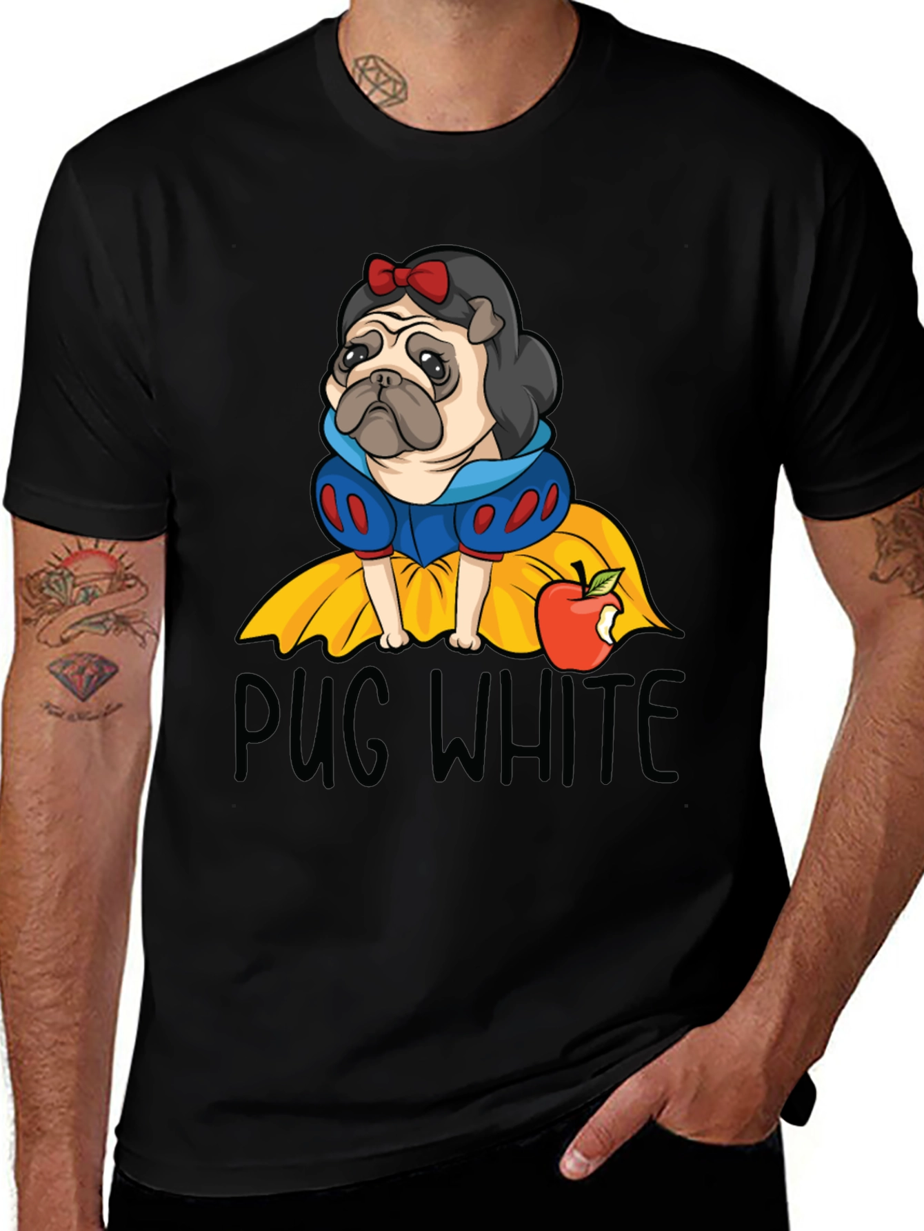 Pug White Graphic Tee - Unisex Cotton T-Shirt