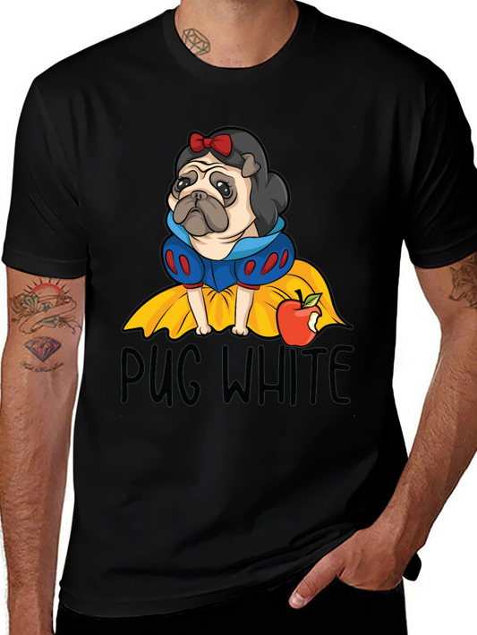 Pug White Graphic Tee - Unisex Cotton T-Shirt