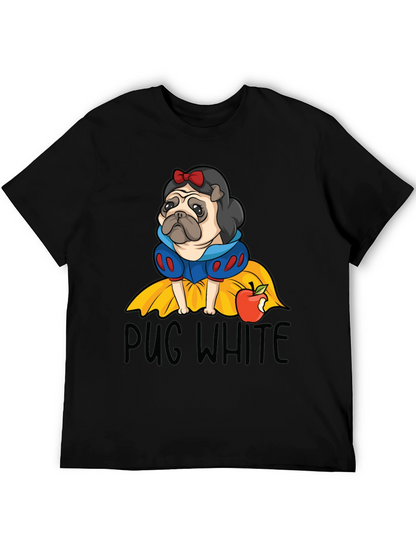 Pug White Graphic Tee - Unisex Cotton T-Shirt