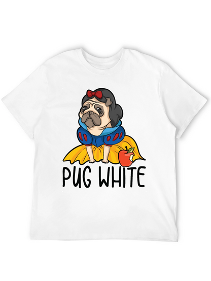 Pug White Graphic Tee - Unisex Cotton T-Shirt