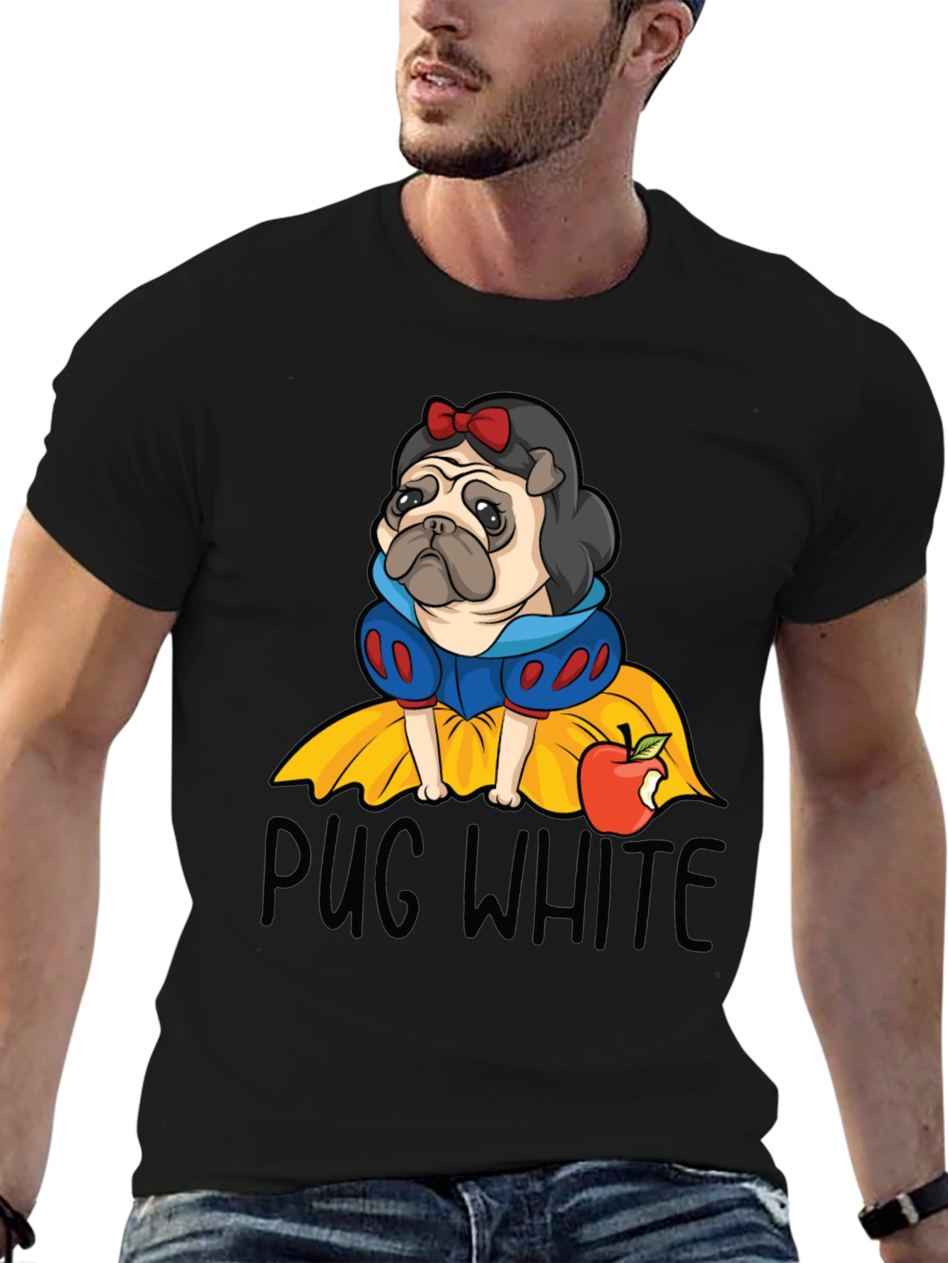 Pug White Graphic Tee - Unisex Cotton T-Shirt
