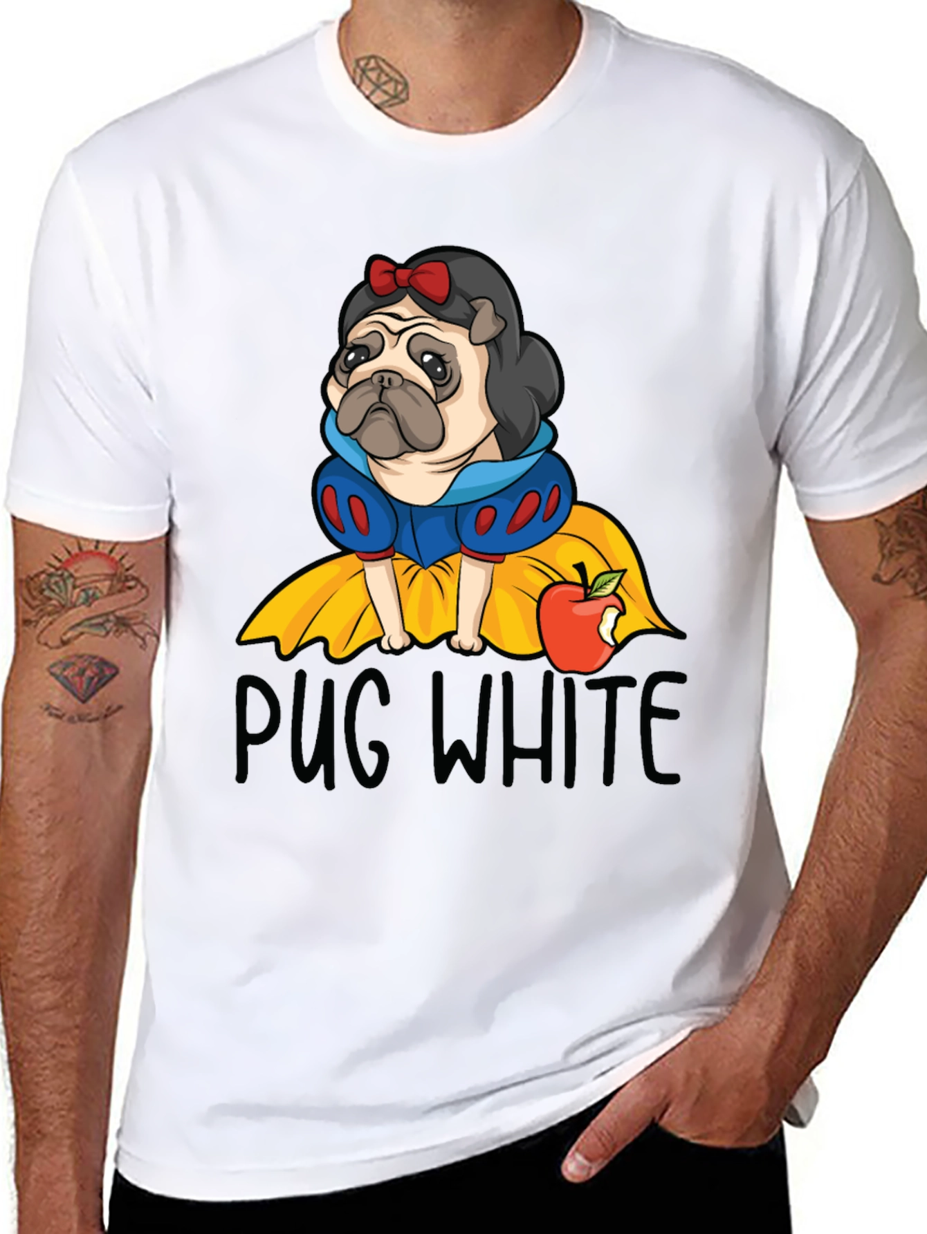 Pug White Graphic Tee - Unisex Cotton T-Shirt