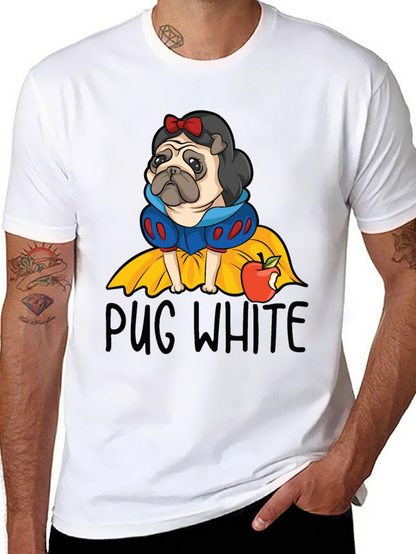 Pug White Graphic Tee - Unisex Cotton T-Shirt