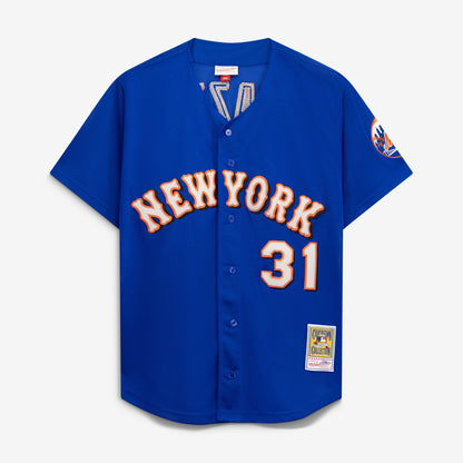 Mike Piazza New York Mets Mitchell &amp;amp; Ness Cooperstown Collection Mesh Batting Practice Button-Up Jersey - Royal