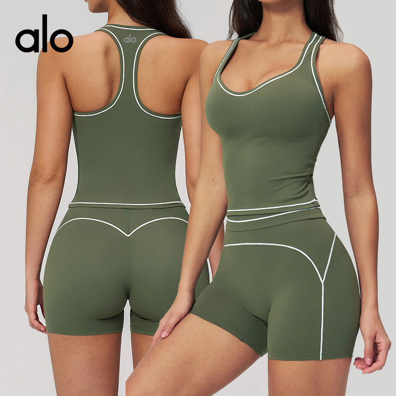 Alo Yoga Color-Block Racerback Brushed Sports Tank Top, Comfortable Running Fitness Vest