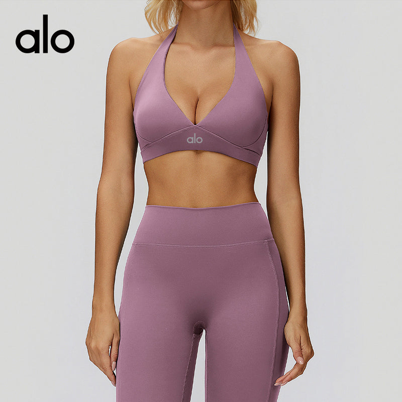 Alo Yoga Bare Sensation Yoga Bra - Neck-Attached, Beautiful Back, High-Class Fitness Underwear