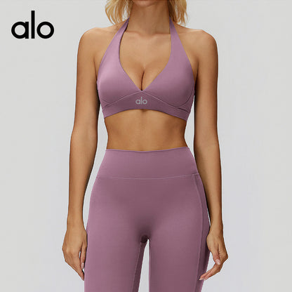Alo Yoga Bare Sensation Yoga Bra - Neck-Attached, Beautiful Back, High-Class Fitness Underwear