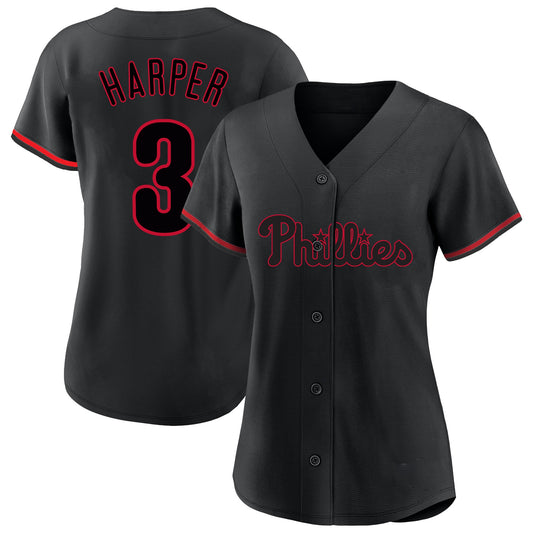 Bryce Harper Philadelphia Phillies Profile Women's Plus Size Player Name &amp;amp; Number Fashion Jersey - Black