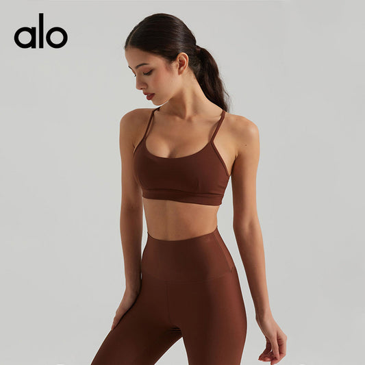 Aloyoga Bare Sensual Pearl Shine High-Intensity Cross-Body High-Waist Yoga Pants Sports Set