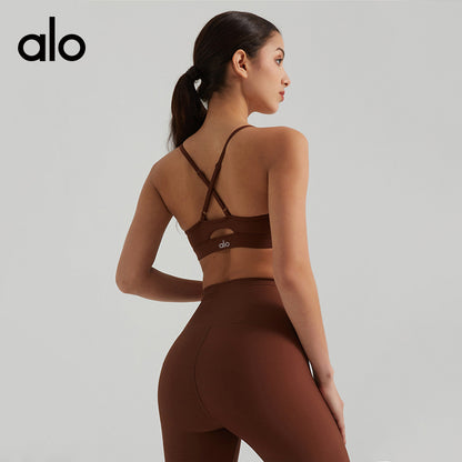 Aloyoga Bare Sensual Pearl Shine High-Intensity Cross-Body High-Waist Yoga Pants Sports Set