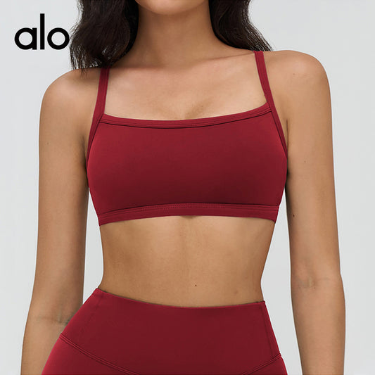 Alo Yoga Bare Sensation Yoga Bra - Hollowed-out Backless Underwear for Leisure, Fitness, Running and Sports