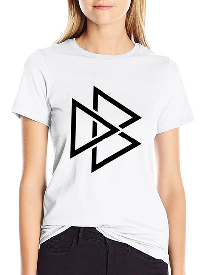 Geometric Triangle Graphic Tee - Black Casual T-Shirt