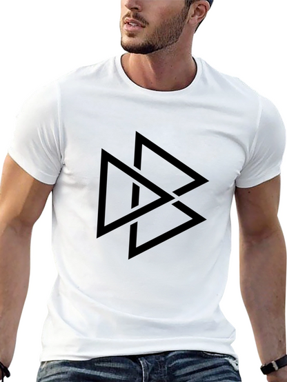 Geometric Triangle Graphic Tee - Black Casual T-Shirt
