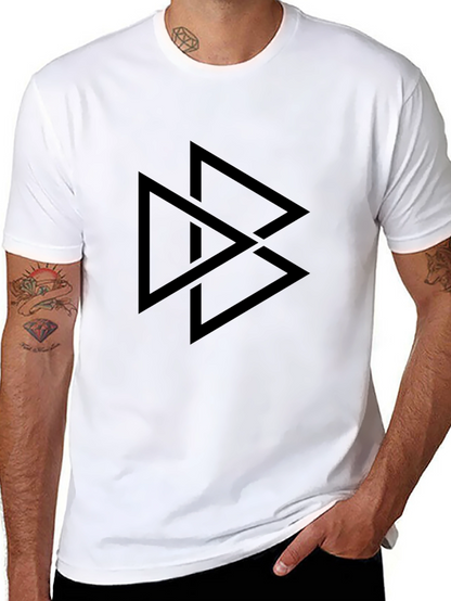 Geometric Triangle Graphic Tee - Black Casual T-Shirt