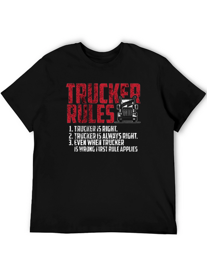 Trucker Rules Graphic Tee - Funny Truck Driver T-Shirt