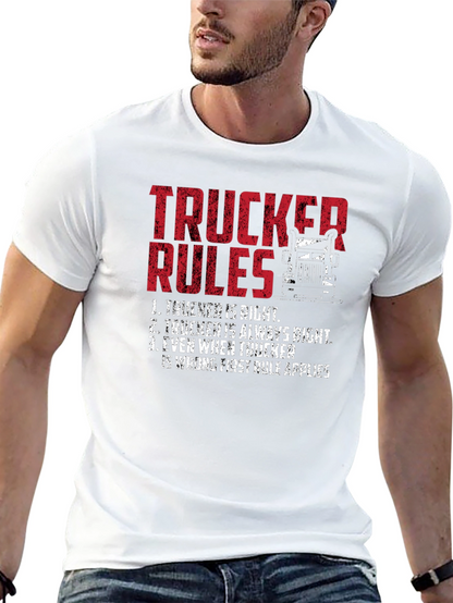 Trucker Rules Graphic Tee - Funny Truck Driver T-Shirt