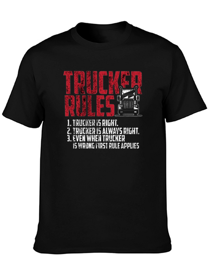 Trucker Rules Graphic Tee - Funny Truck Driver T-Shirt