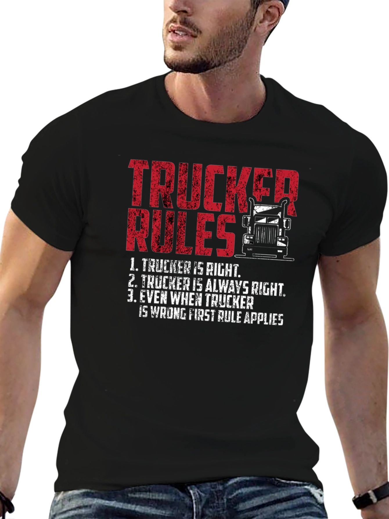 Trucker Rules Graphic Tee - Funny Truck Driver T-Shirt