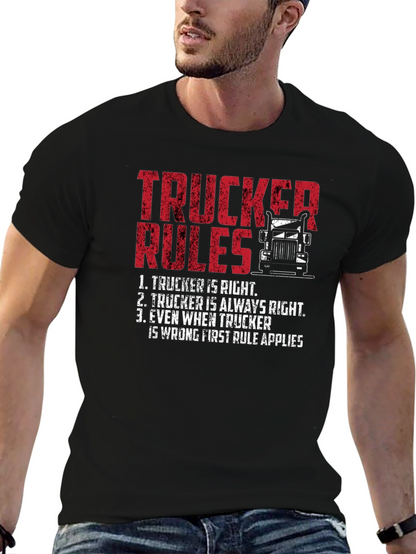 Trucker Rules Graphic Tee - Funny Truck Driver T-Shirt