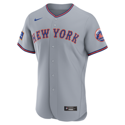 New York Mets Nike Road Sponsor Patch Authentic Jersey - Gray