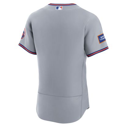 New York Mets Nike Road Sponsor Patch Authentic Jersey - Gray