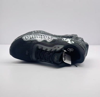 ALO running Black and white graffiti shoes