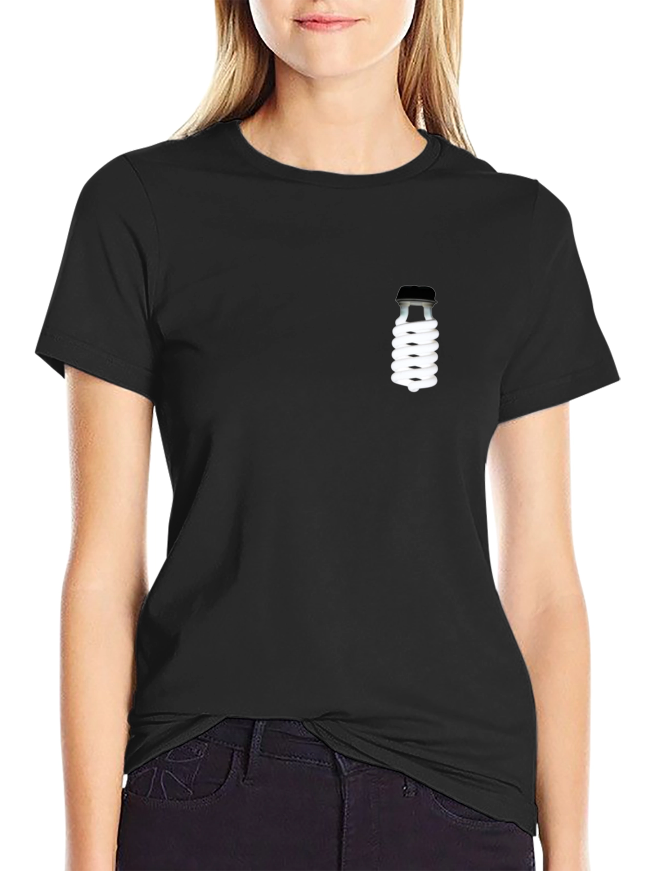 Black T-Shirt with Novelty Lightbulb Design