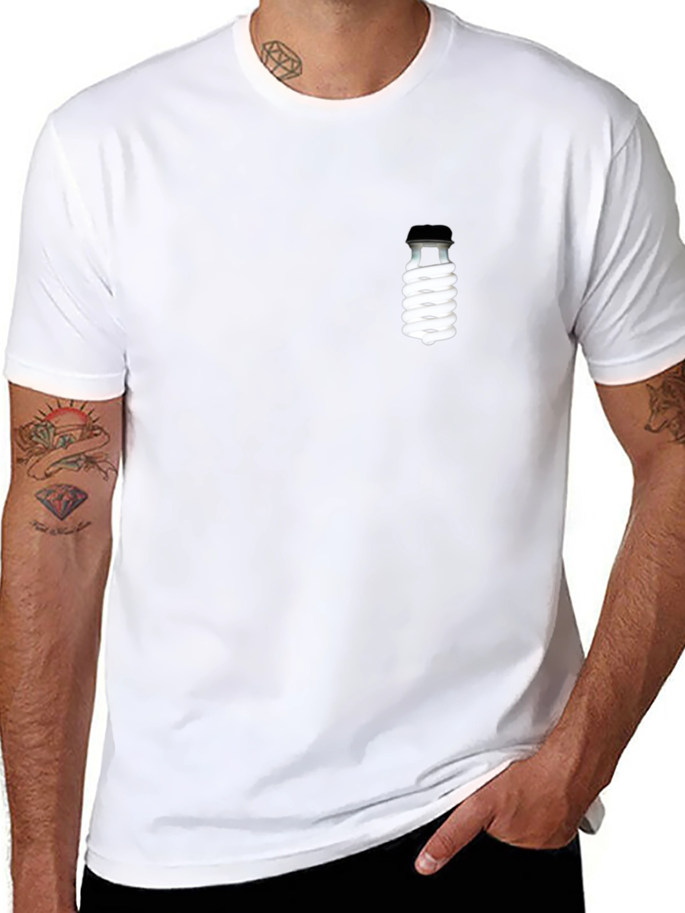 Black T-Shirt with Novelty Lightbulb Design