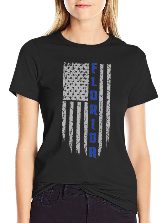 Florida Flag Distressed Graphic Tee - Black
