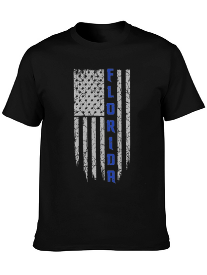 Florida Flag Distressed Graphic Tee - Black