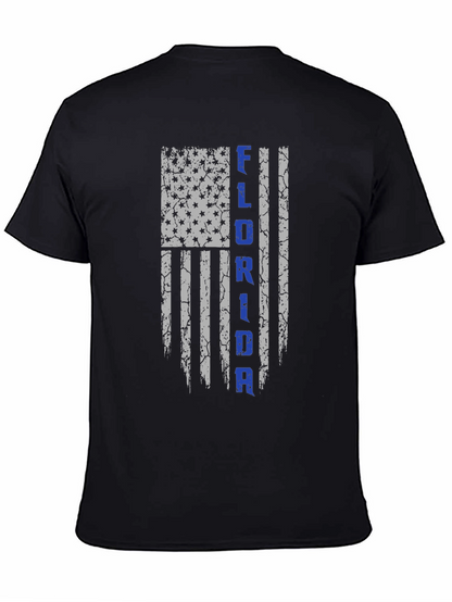 Florida Flag Distressed Graphic Tee - Black