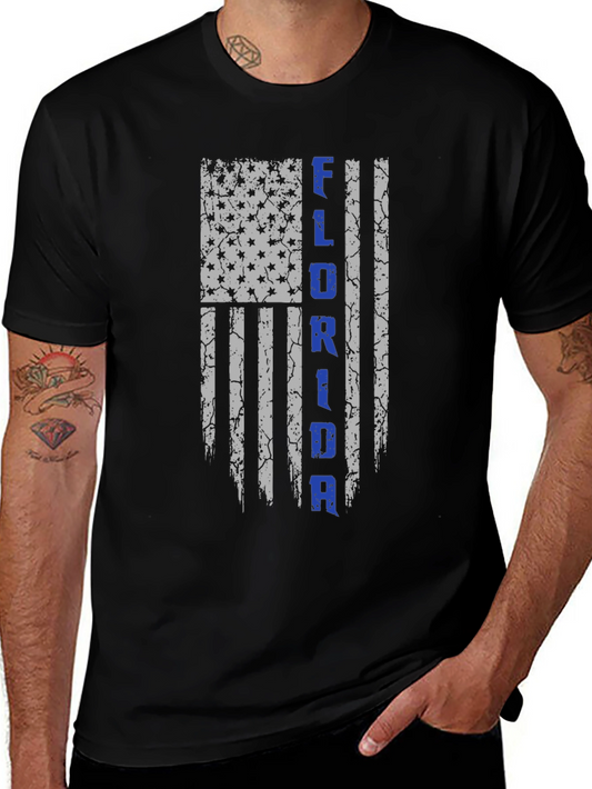 Florida Flag Distressed Graphic Tee - Black