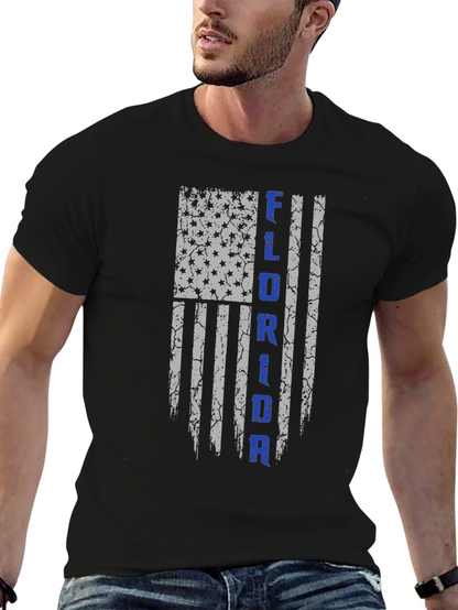 Florida Flag Distressed Graphic Tee - Black