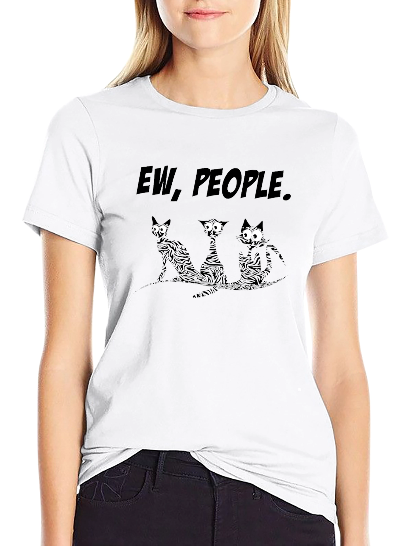 Ew People Funny Cats Graphic T-Shirt