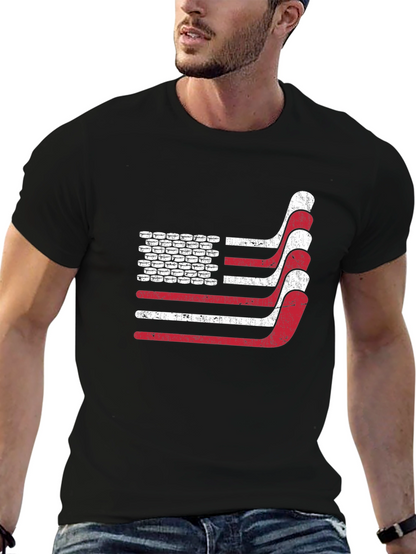 Hockey American Flag T-Shirt - Patriotic USA Tee