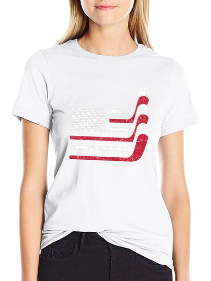 Hockey American Flag T-Shirt - Patriotic USA Tee