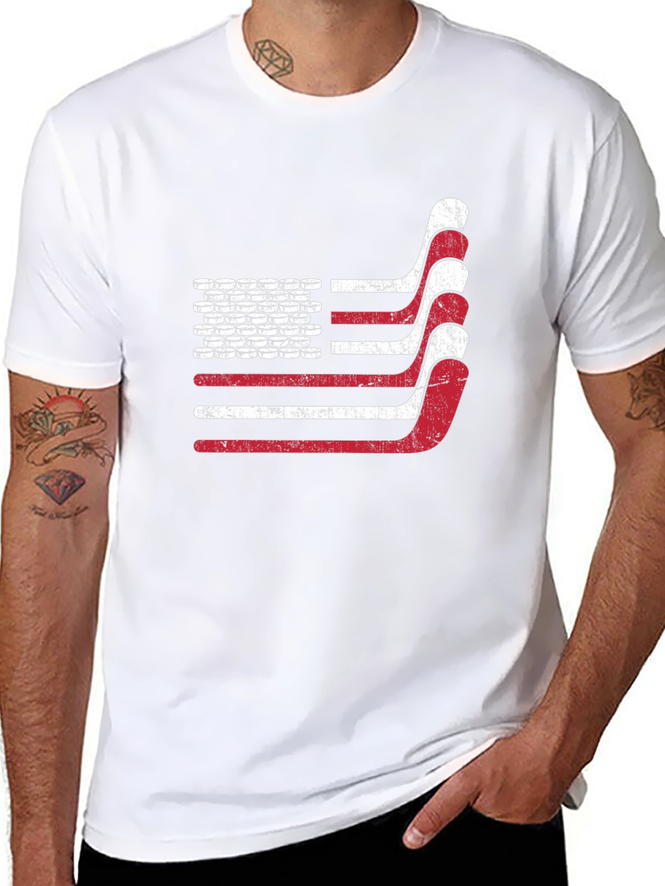 Hockey American Flag T-Shirt - Patriotic USA Tee