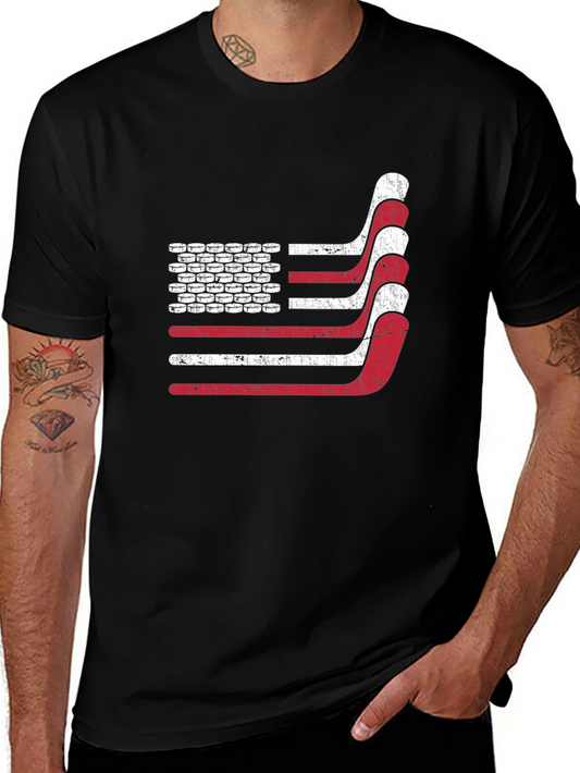 Hockey American Flag T-Shirt - Patriotic USA Tee