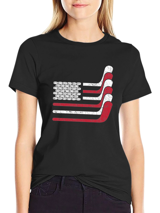 Hockey American Flag T-Shirt - Patriotic USA Tee