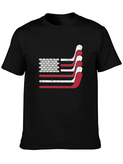 Hockey American Flag T-Shirt - Patriotic USA Tee