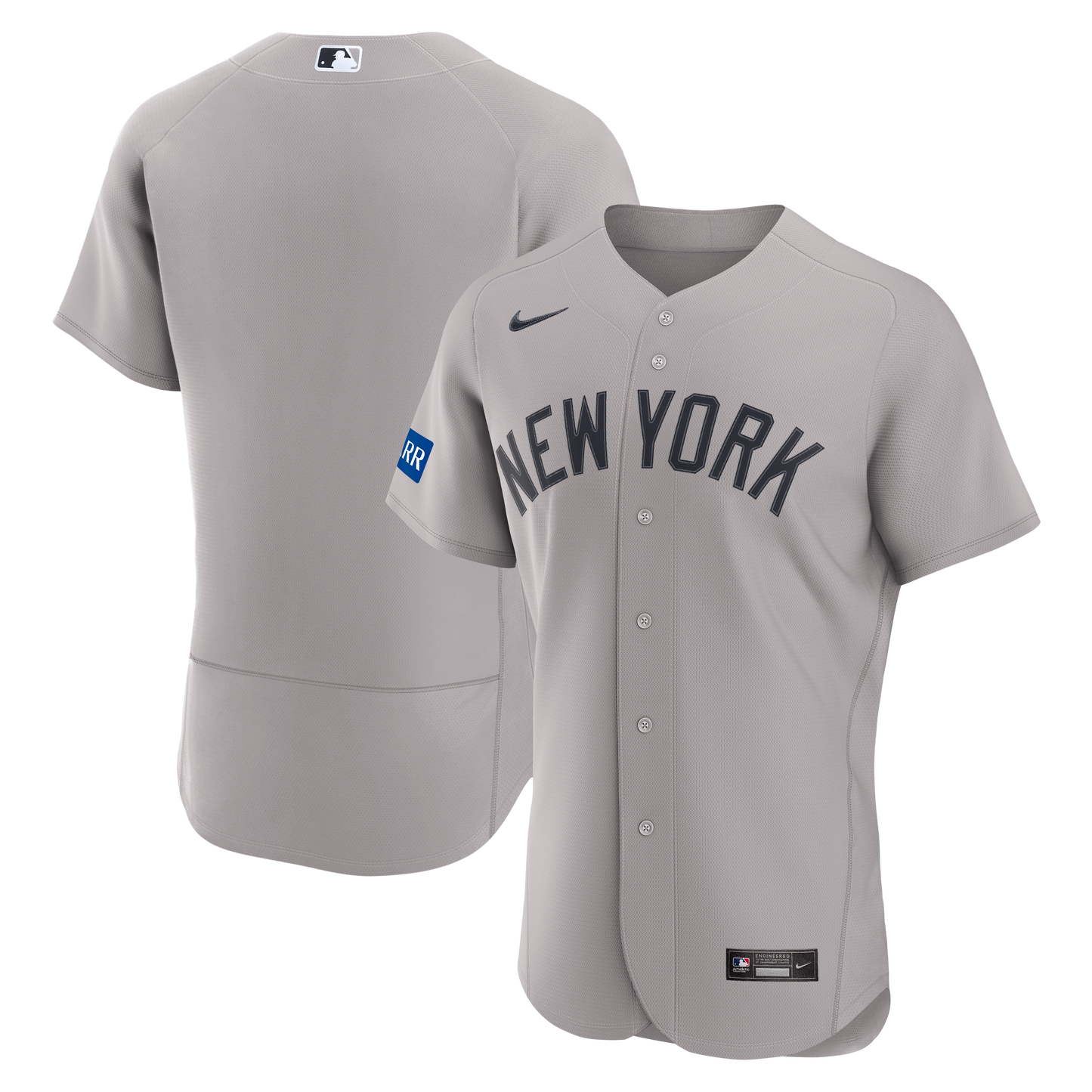 New York Yankees Nike Road Sponsor Patch Authentic Jersey - Gray
